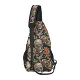 Skull rose humming bird flower pattern All Over Print Chest Bag