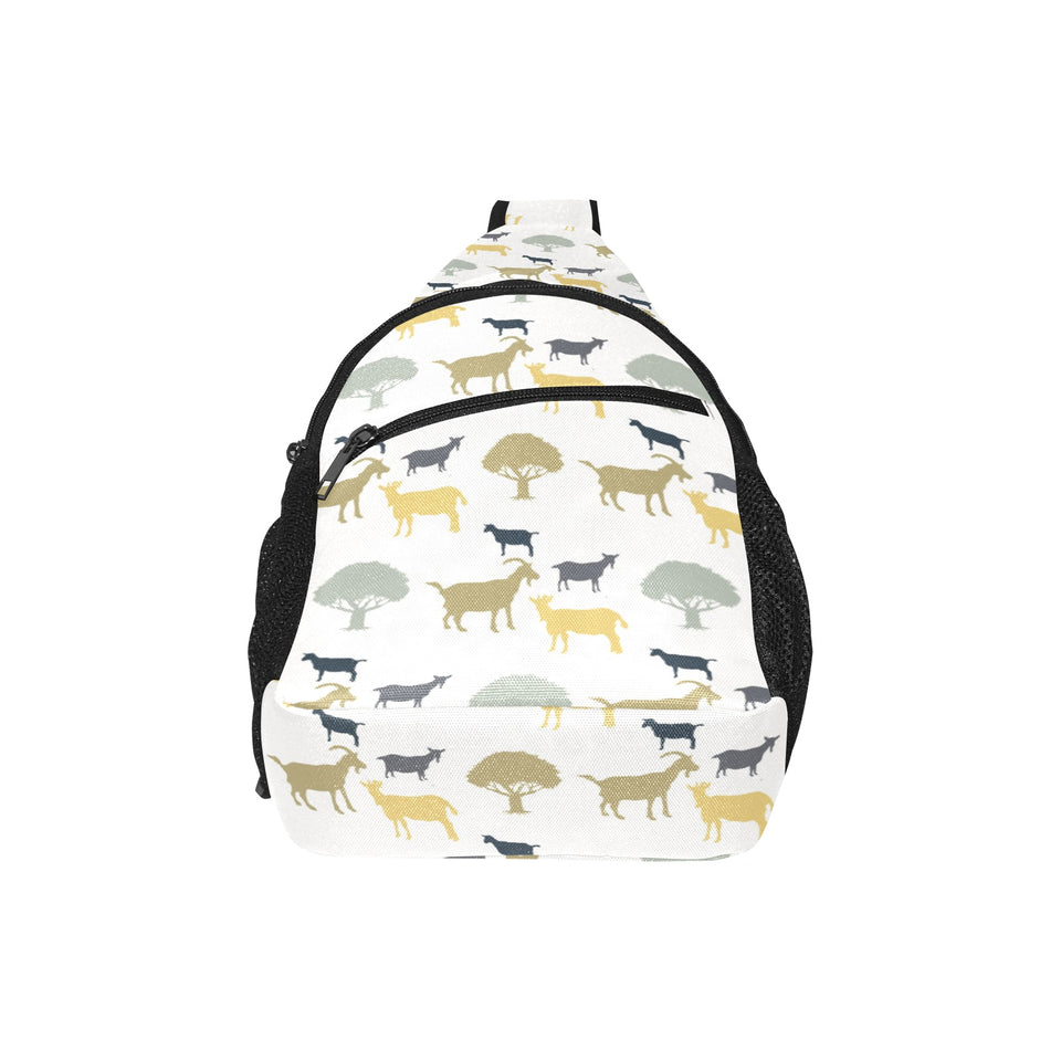 Silhouettes of goat and tree pattern All Over Print Chest Bag