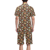 Snail Pattern Print Design 03 Men's V-Neck Short Pajama Set
