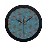 Sea otters pattern Elegant Black Wall Clock