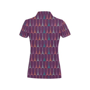 Eiffel Tower Pattern Print Design 05 Women's All Over Print Polo Shirt