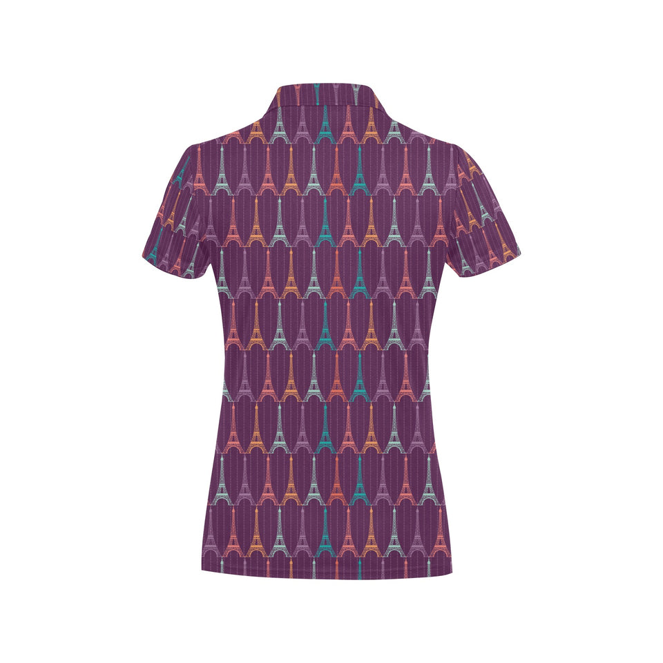 Eiffel Tower Pattern Print Design 05 Women's All Over Print Polo Shirt