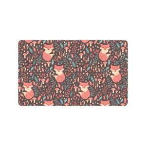 fox leaves mushroom pattern Doormat