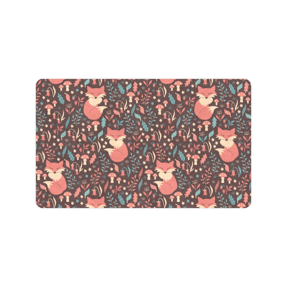 fox leaves mushroom pattern Doormat