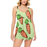 Carrot Pattern Print Design 05 Chest Sexy Pleated Two Piece Swim Dress