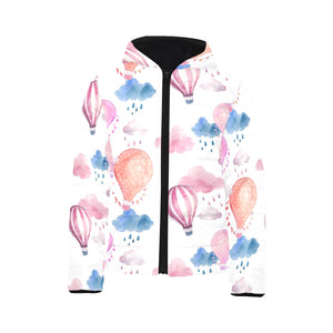 Watercolor air balloon cloud pattern Kids' Boys' Girls' Padded Hooded Jacket