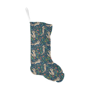 Raccoon tropical leaves pattern Christmas Stocking