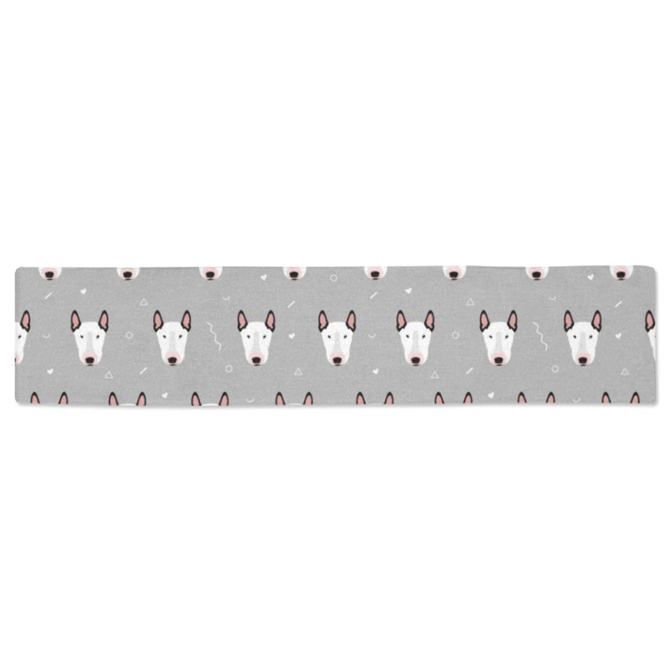 Bull Terrier Pattern Print Design 05 Table Runner