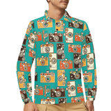Camera Pattern Print Design 03 Men's Long Sleeve Polo Shirt