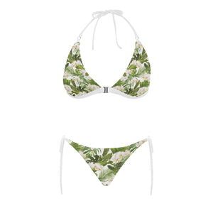 White orchid flower tropical leaves pattern Sexy Bikinis Two-Piece Swimsuits