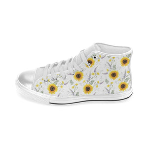 beautiful sunflowers pattern Women's High Top Canvas Shoes White