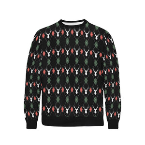 Deer Christmas new year pattern argyle Men's Crew Neck Sweatshirt