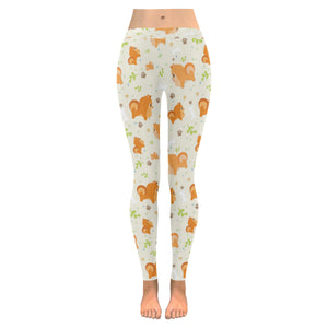 Cute brown pomeranian paw leave bone Women's Legging Fulfilled In US