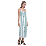 Crows christmas hat scarf V-Neck Open Fork Long Dress