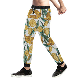 yellow tulips pattern Unisex Casual Sweatpants