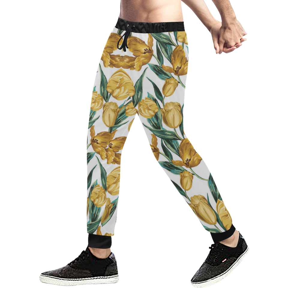 yellow tulips pattern Unisex Casual Sweatpants