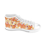 Orange yellow orchid flower pattern background Men's High Top Canvas Shoes White