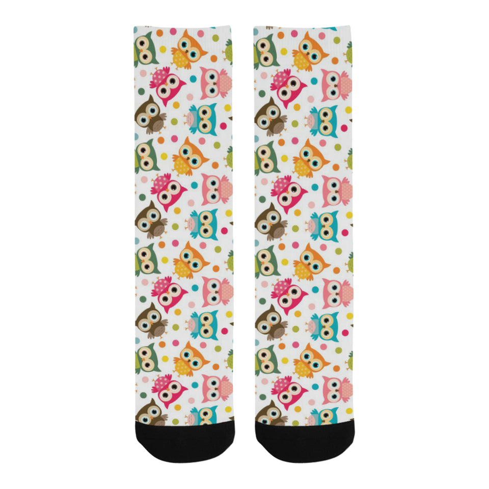 Color cute owl pattern Crew Socks