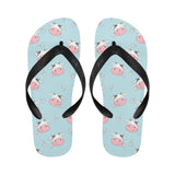 Cute cow flower pattern Unisex Flip Flops