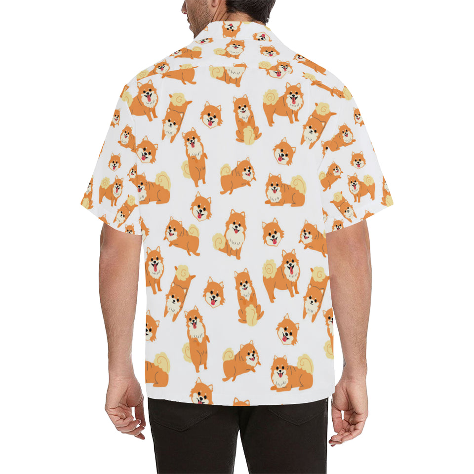 Brown pomeranian pattern Men's All Over Print Hawaiian Shirt