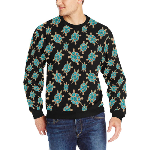 Sea turtle blue stone pattern Men's Crew Neck Sweatshirt