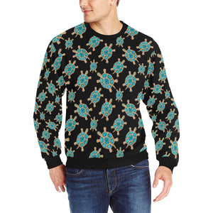 Sea turtle blue stone pattern Men's Crew Neck Sweatshirt