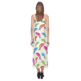 Colorful Chameleon lizard pattern V-Neck Open Fork Long Dress