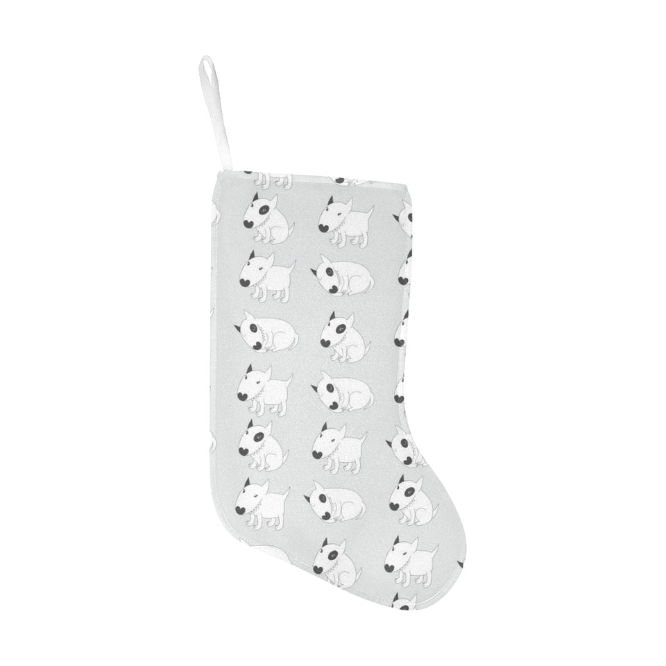 Bull Terrier Pattern Print Design 01 Christmas Stocking