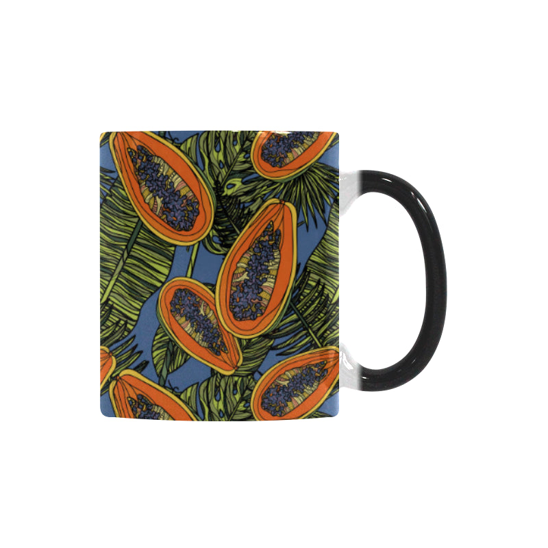 Colorful papaya tropical leaves Morphing Mug Heat Changing Mug