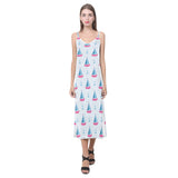 Sailboat anchor pattern V-Neck Open Fork Long Dress