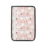 Cute snowman christmas tree snowpink background Car Seat Belt Cover