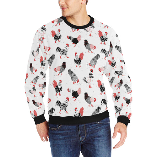 Cool rooster chicken cock floral ornament backgrou Men's Crew Neck Sweatshirt