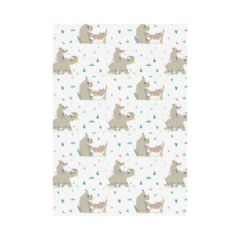 Cute Rhino pattern background House Flag Garden Flag