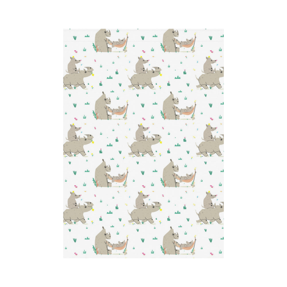 Cute Rhino pattern background House Flag Garden Flag