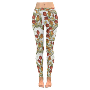 Red tulips and daffodils pattern Women's Legging Fulfilled In US