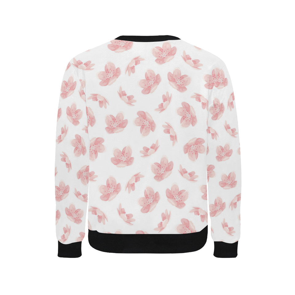 Pink sakura cherry blossom pattern Men's Crew Neck Sweatshirt