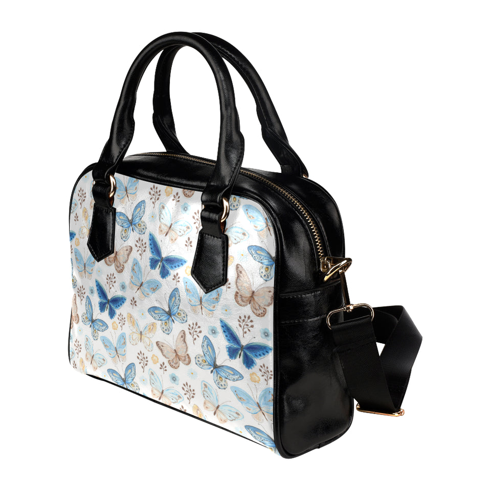 blue butterfly pattern Shoulder Handbag