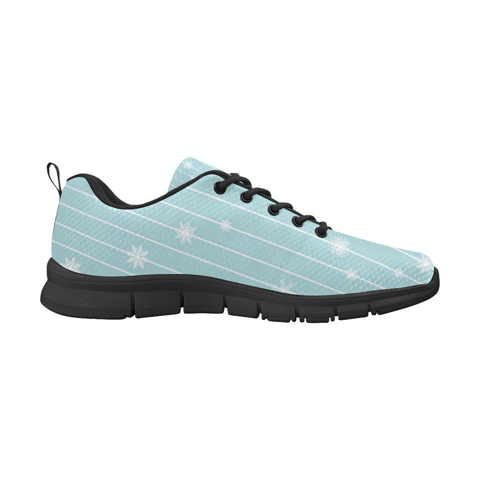Snowflake pattern blue stripe background Men's Sneaker Shoes
