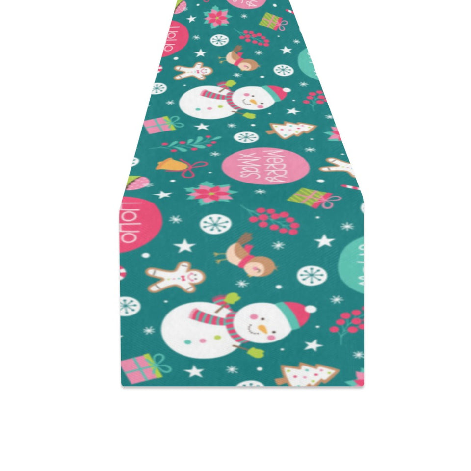 Snowman bird decorative elements christmas pattern Table Runner