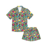 Gear Pattern Print Design 03 Kids' Boys' Girls' V-Neck Short Pajama Set