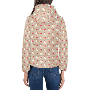 English Bulldog Pattern Print Design 05 Women's Padded Hooded Jacket