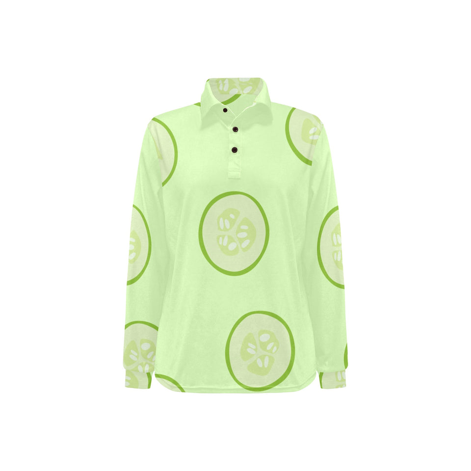 Cucumber pattern Women's Long Sleeve Polo Shirt