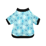 Blue starfish coral reef pattern All Over Print Pet Dog Round Neck Fuzzy Shirt