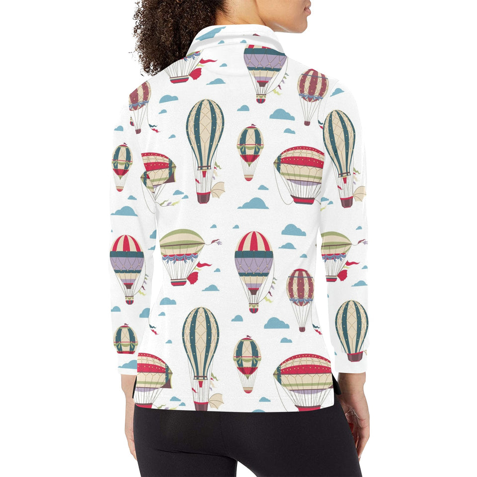 Hot air balloon pattern Women's Long Sleeve Polo Shirt