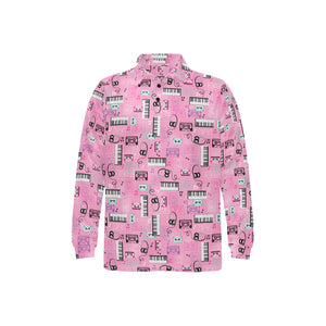 Piano Pattern Print Design 01 Men's Long Sleeve Polo Shirt