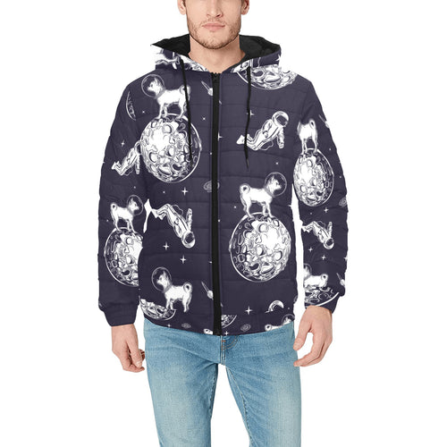 Chihuahua space helmet. astronaut pattern Men's Padded Hooded Jacket