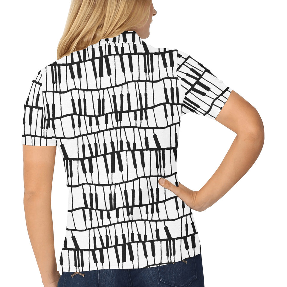 Piano Pattern Print Design 03 Women's All Over Print Polo Shirt
