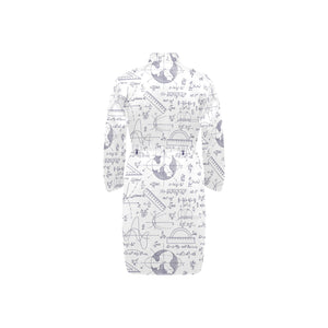 Math Pattern Print Design 03 Men's Long Sleeve Belted Night Robe