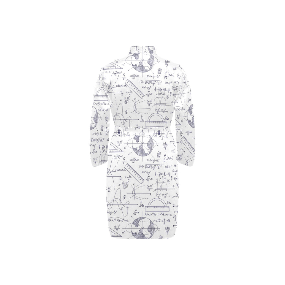 Math Pattern Print Design 03 Men's Long Sleeve Belted Night Robe