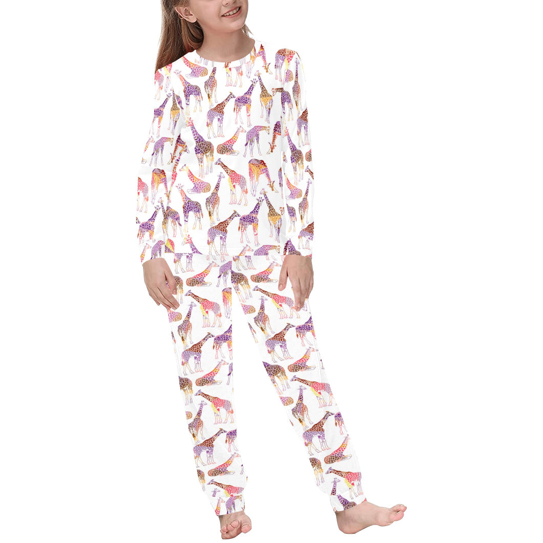 Giraffe Pattern Print Design 02 Kids' Boys' Girls' All Over Print Pajama Set